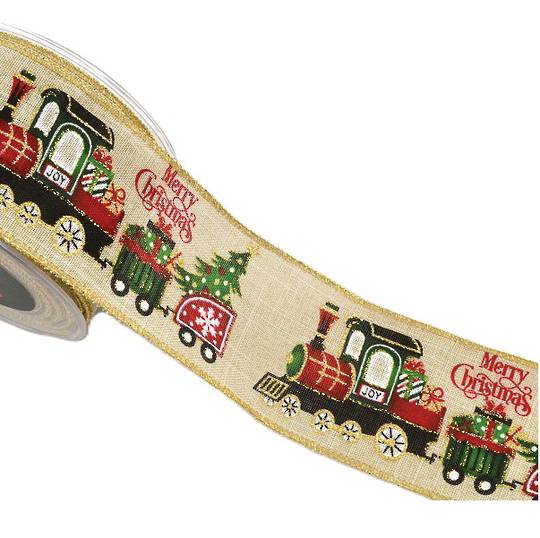 Ribbon 9mt, 67mm Merry Christmas Train * ETA Nov